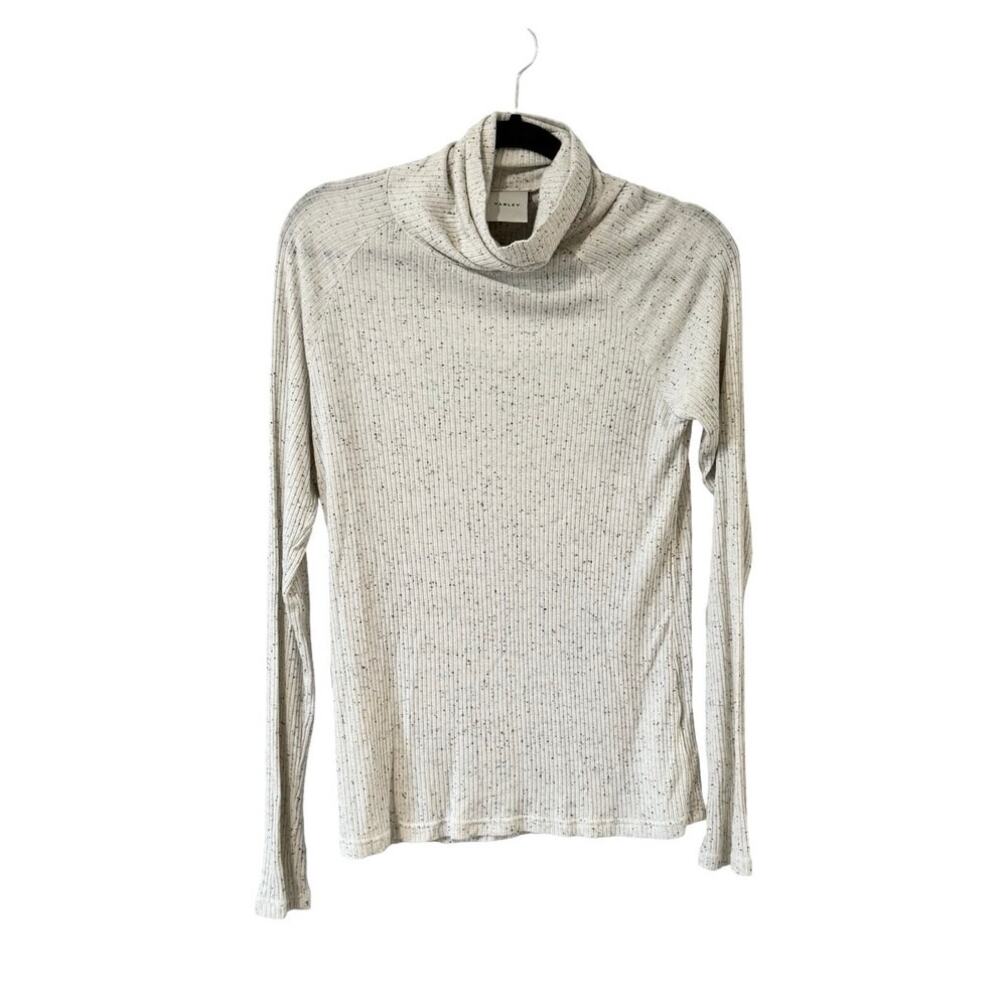 Varley Roya Rollneck Tee Egret Black Fleck Modal Top Women’s Medium - Picture 2 of 5